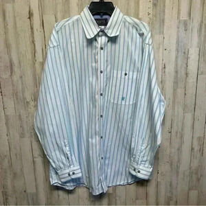 Twenty X Wrangler Jean Co Shirt Mens Western Large White With Bright Blue Stripe